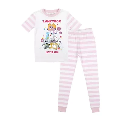 Little & Big Kid Girls Lankybox Crew Neck Short Sleeve 2-pc. Pajama Sets