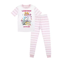 Little & Big Kid Girls Lankybox Crew Neck Short Sleeve 2-pc. Pajama Sets