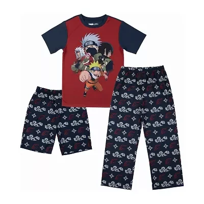 Little & Big Kid Boys Naruto Crew Neck Short Sleeve 3-pc. Pajama Pants