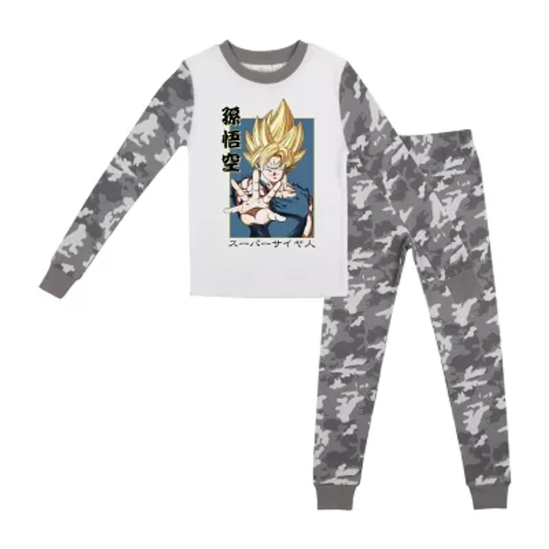Little & Big Kid Boys Dragon Ball Z Crew Neck Long Sleeve 2-pc. Pajama Pants