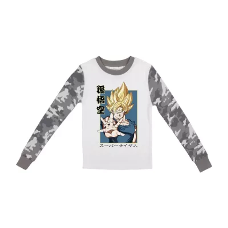Little & Big Kid Boys Dragon Ball Z Crew Neck Long Sleeve 2-pc. Pajama Pants