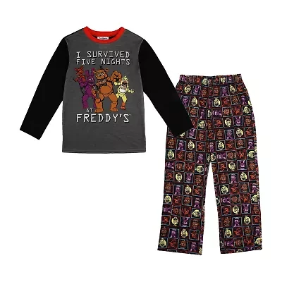 Little & Big Kid Boys Five Nights at Freddys Crew Neck Short Sleeve 2-pc. Pajama Pants