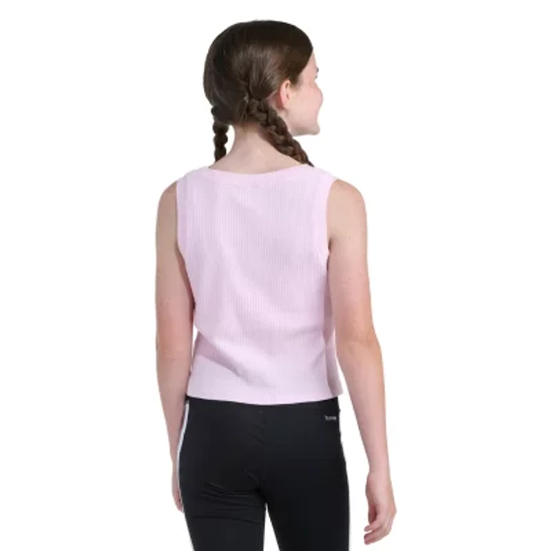 adidas Big Kid Girls Crew Neck Embroidered Sleeveless Active Tank Top