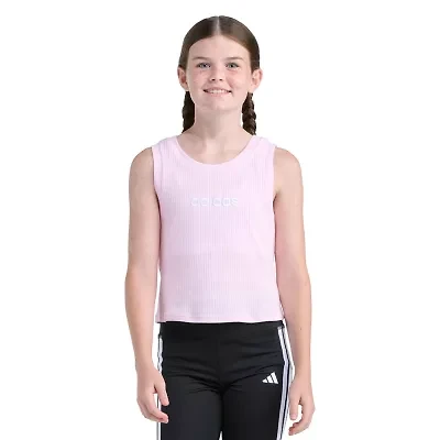 adidas Big Kid Girls Crew Neck Embroidered Sleeveless Active Tank Top
