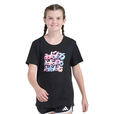 adidas Big Kid Girls Crew Neck Short Sleeve Regular Fit Graphic T-Shirt