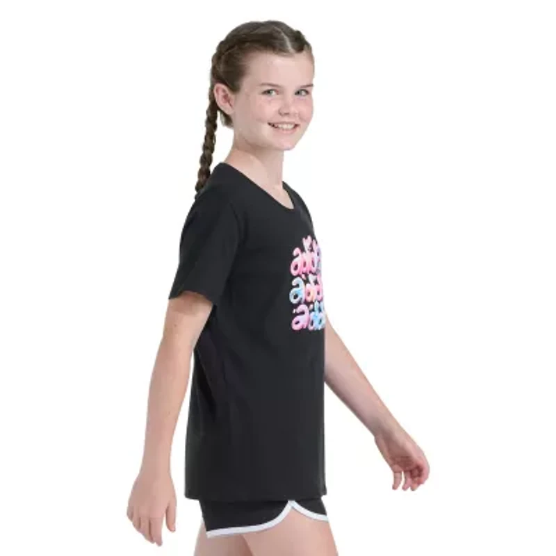 adidas Big Kid Girls Crew Neck Short Sleeve Regular Fit Graphic T-Shirt