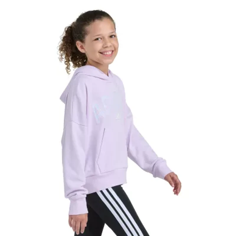 adidas Big Kid Girls Hooded Long Sleeve Loose Fit Graphic T-Shirt