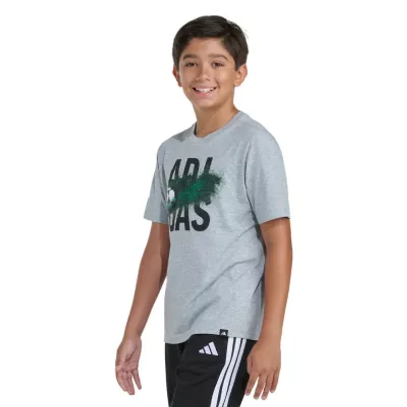 adidas Little Boys Crew Neck Short Sleeve Regular Fit Graphic T-Shirt