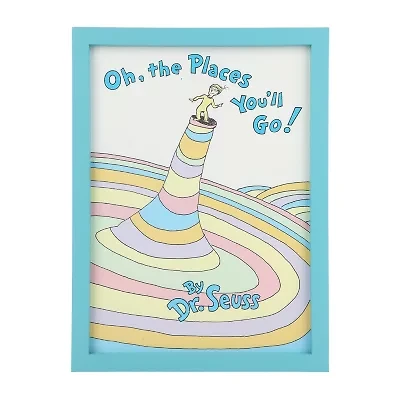 Oh The Places You'Ll Go Framed Book Cover Replica Turquoise Wooden Framed Print