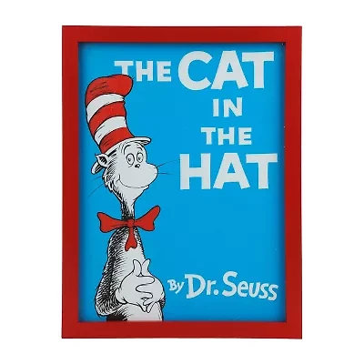 The Cat In The Hat Framed Book Cover Replica Red Wooden Framed Print