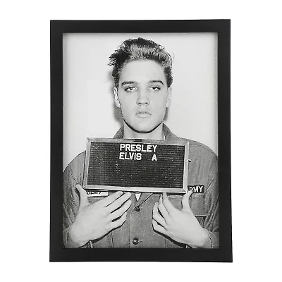 Elvis Presley Elvis Presley Mugshot Black Wooden Framed Print