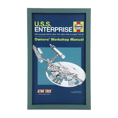 Uss Enterprise Owner'S Manual Replica Gray Wooden Framed Print