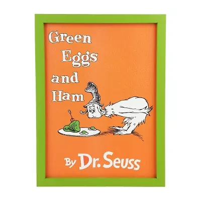 Green Eggs And Ham Framed Book Cover Replica Green Wooden Framed Print