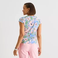 Black Label by Evan-Picone Womens Cowl Neck Short Sleeve Blouse