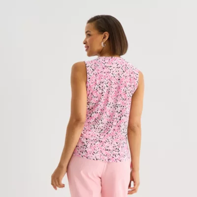 Black Label by Evan-Picone Womens V Neck Sleeveless Blouse