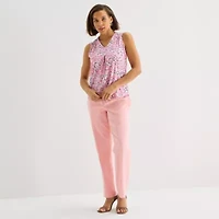 Black Label by Evan-Picone Womens V Neck Sleeveless Blouse