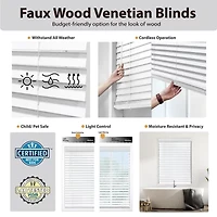 Cut-to-Width 2" Cordless Faux-Wood Blinds