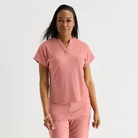 Liz Claiborne Womens V Neck Short Sleeve Blouse
