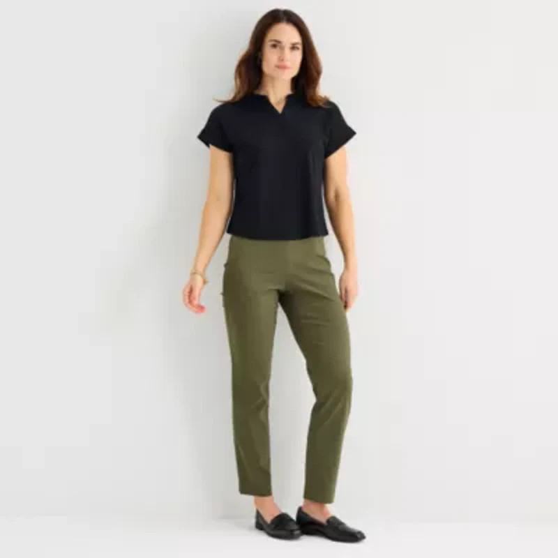 Liz Claiborne Womens V Neck Short Sleeve Blouse