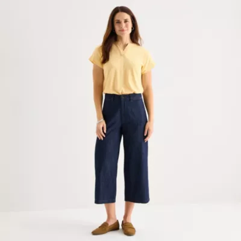 Liz Claiborne Womens V Neck Short Sleeve Blouse