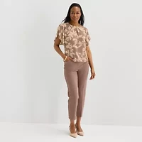 Liz Claiborne Womens Crew Neck Short Sleeve Blouse