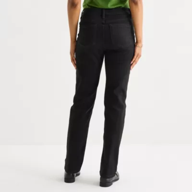 Liz Claiborne Womens Straight High Rise Pull-On Pant