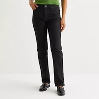 Liz Claiborne Womens Straight High Rise Pull-On Pant