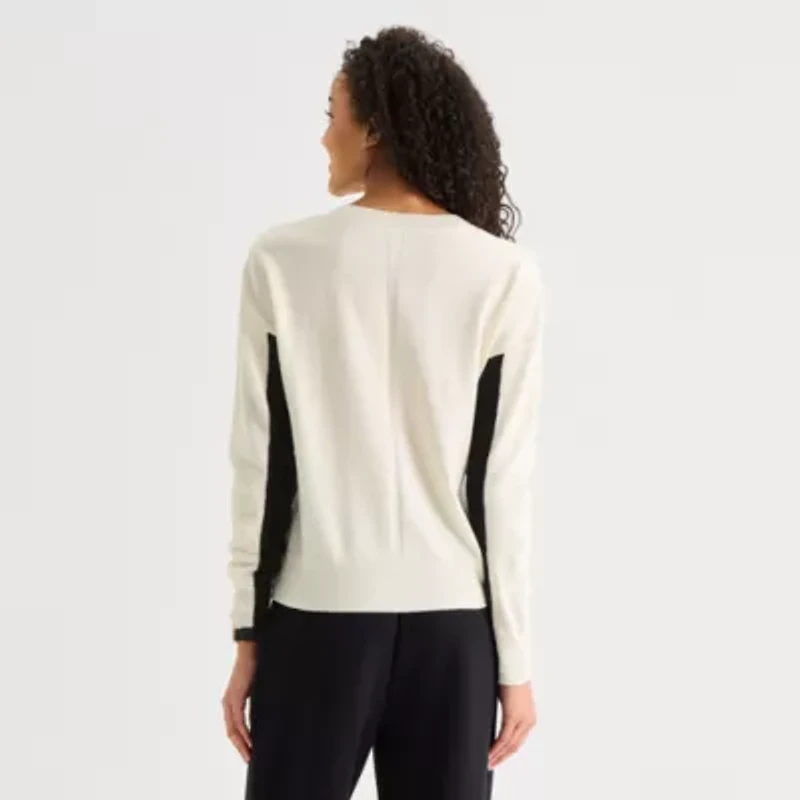 Stylus Womens V Neck Long Sleeve Pullover Sweater