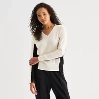 Stylus Womens V Neck Long Sleeve Pullover Sweater