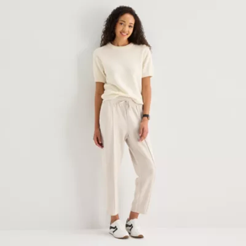 Stylus Womens Crew Neck Short Sleeve Pullover Sweater