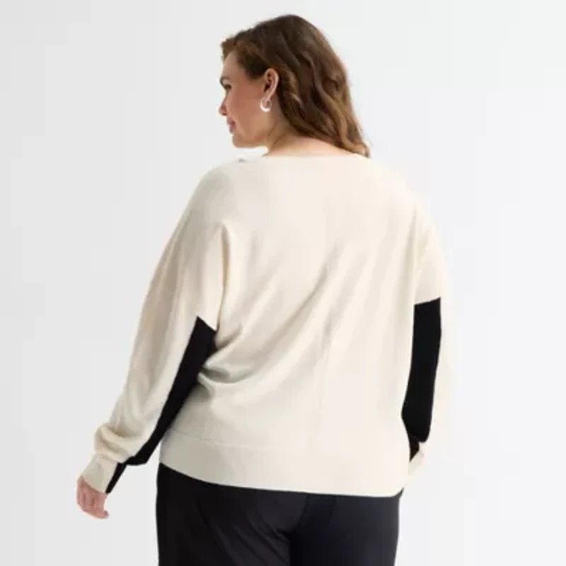 Stylus Plus Womens V Neck Long Sleeve Pullover Sweater