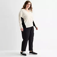 Stylus Plus Womens V Neck Long Sleeve Pullover Sweater