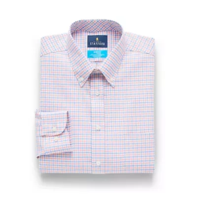 Stafford Coolmax All Season Ecomade Oxford Mens Regular Fit Stretch Fabric Wrinkle Free Long Sleeve Dress Shirt