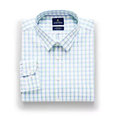Stafford Big And Tall Smart Tech Mens Regular Fit Stretch Fabric Wrinkle Free Long Sleeve Dress Shirt