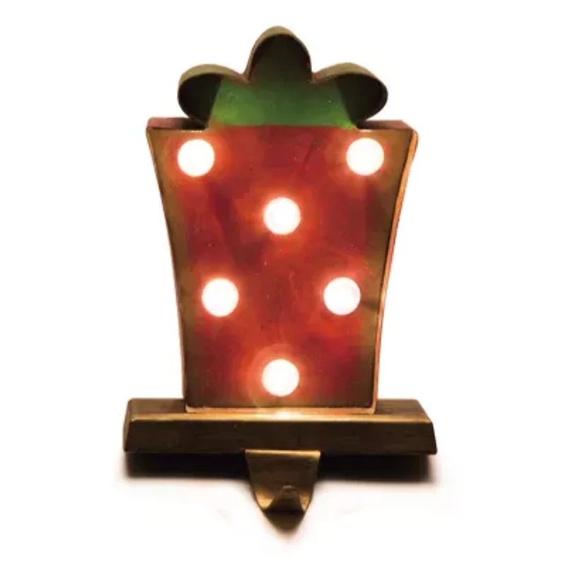 Glitzhome Marquee Led Gift Box Christmas Stocking Holder