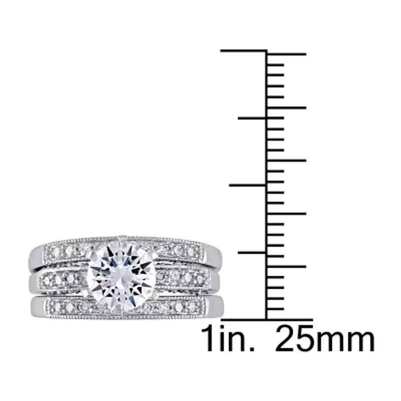 Modern Bride Gemstone Womens 3/8 CT. T.W. Lab Created White Sapphire 10K Gold Bridal Set