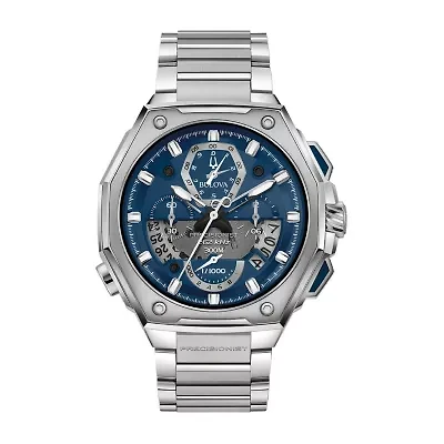 Bulova Precisionist Mens Silver Tone Stainless Steel Bracelet Watch 96b349