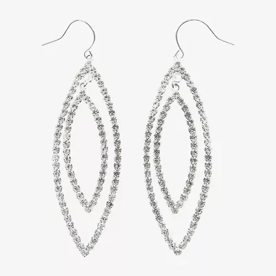 Vieste Rosa Womens Crystal Oval Drop Earrings
