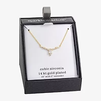 Sparkle Allure Womens Cubic Zirconia 14K Gold Over Brass Pear 16 Inch Pendant Necklace