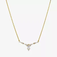 Sparkle Allure Womens Cubic Zirconia 14K Gold Over Brass Pear 16 Inch Pendant Necklace