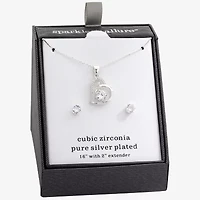 Sparkle Allure Womens Cubic Zirconia Pure Silver Over Brass Heart 2-pc. Jewelry Set