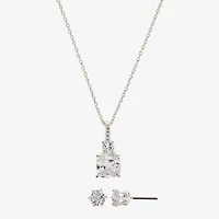 Sparkle Allure Womens Cubic Zirconia Pure Silver Over Brass Round 2-pc. Jewelry Set