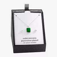 Sparkle Allure Womens Green Crystal Pure Silver Over Brass Square 2-pc. Jewelry Set