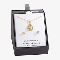 Sparkle Allure Womens Champagne Crystal 14K Gold Over Brass Pear 2-pc. Jewelry Set