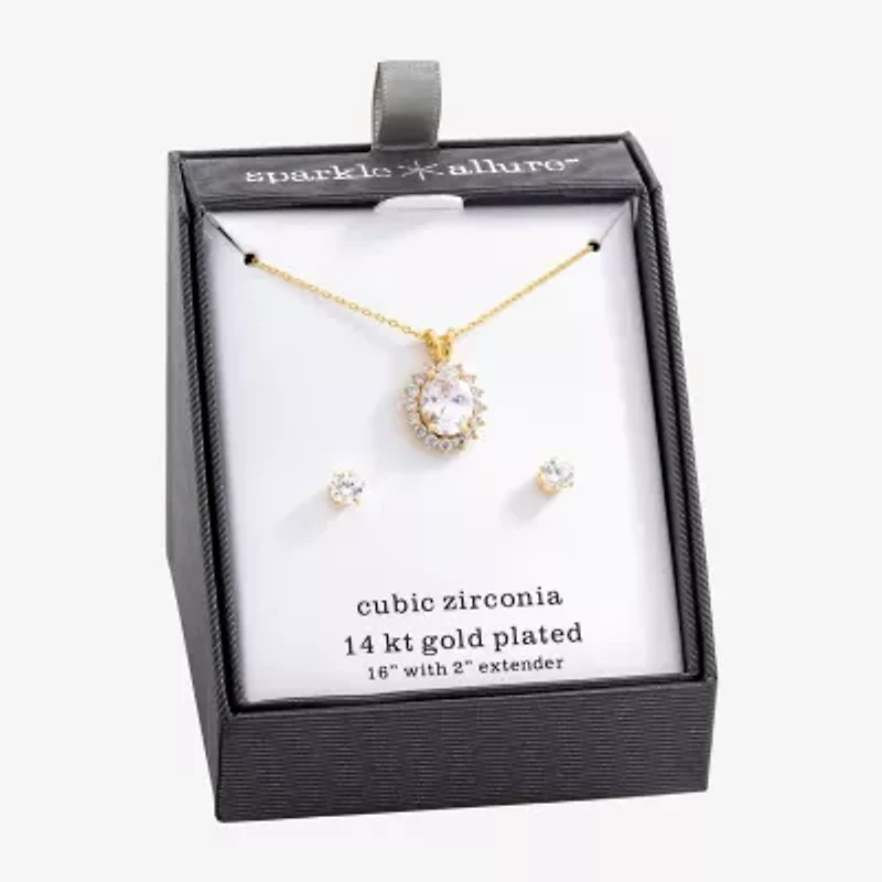 Sparkle Allure Womens Cubic Zirconia 14K Gold Over Brass 2-pc. Jewelry Set