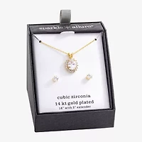 Sparkle Allure Womens Cubic Zirconia 14K Gold Over Brass 2-pc. Jewelry Set