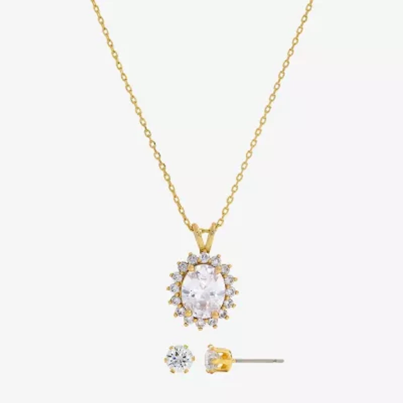 Sparkle Allure Womens Cubic Zirconia 14K Gold Over Brass 2-pc. Jewelry Set