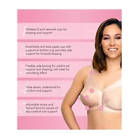 Exquisite Form® Women's FULLY Slimming Wireless Full-Coverage Bra with Back Closure & Lace- 5100548