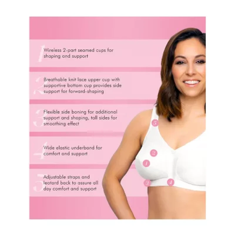 Exquisite Form® Women's FULLY Slimming Wireless Full-Coverage Bra with Back Closure & Lace- 5100548