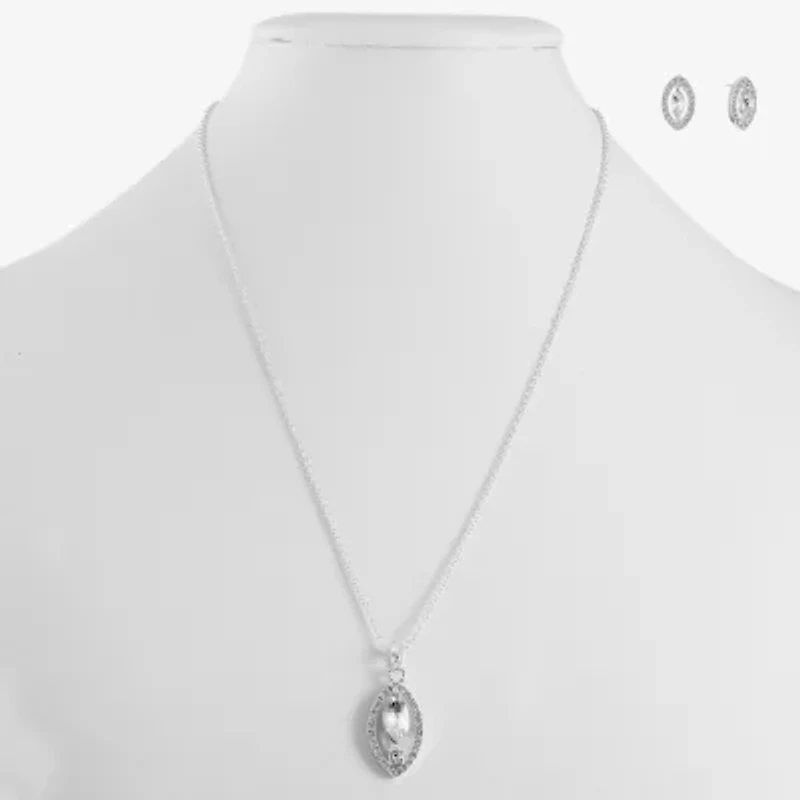 Monet Jewelry Timeless Silver Tone Pendant Necklace And Stud Earring Womens 2-pc. Jewelry Set